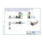 اوپر والے اسٹیکر بیگ کے ساتھ خودکار فلیٹ باٹم بیگ فارمنگ فلنگ سیلنگ پیکیجنگ ریپنگ لائن ہمارے کلائنٹ کا آرڈر ہے۔